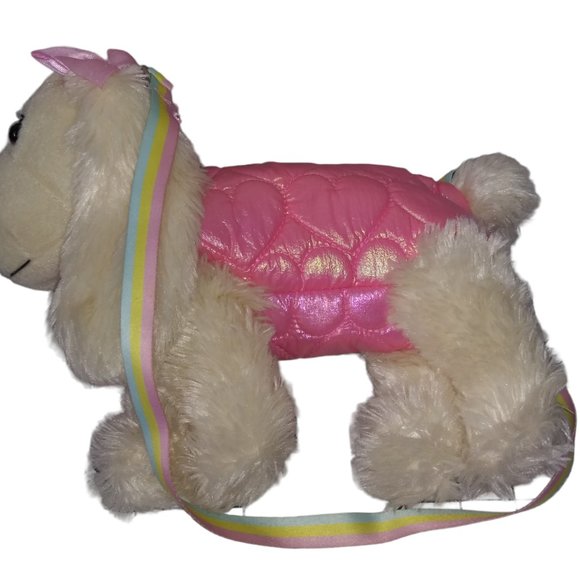 Poochie & Co Lizzie the Beagle CONFETTI Girls Plush Dog Purse Rainbow Strap Bag - Picture 3 of 11